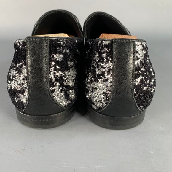 JIMMY CHOO Size 11 Velvet Glitter Devore Sloan Black Silver Slip On Loafers main image 6